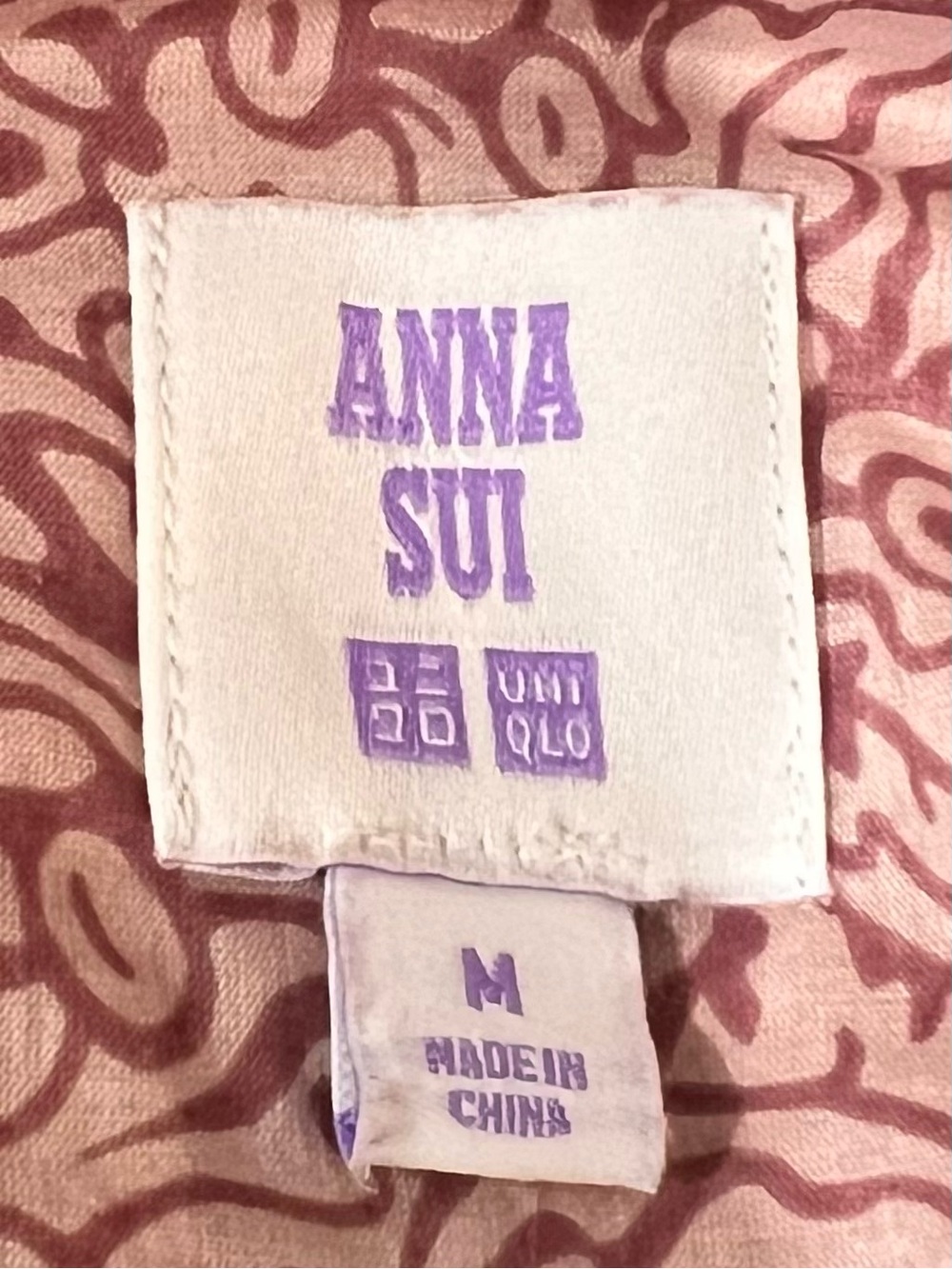 Anna Sui x Uniqlo Mauve Floral Peasant Blouse M Boho Cottagecore - Picture 4 of 5